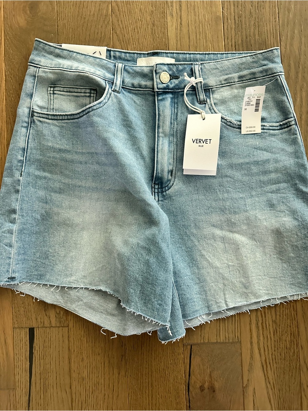 Light Blue Denim mom Shorts by VERVET